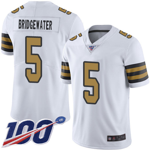 Men New Orleans Saints Limited White Teddy Bridgewater Jersey NFL Football #5 100th Season Rush Vapor Untouchable Jersey->new orleans saints->NFL Jersey